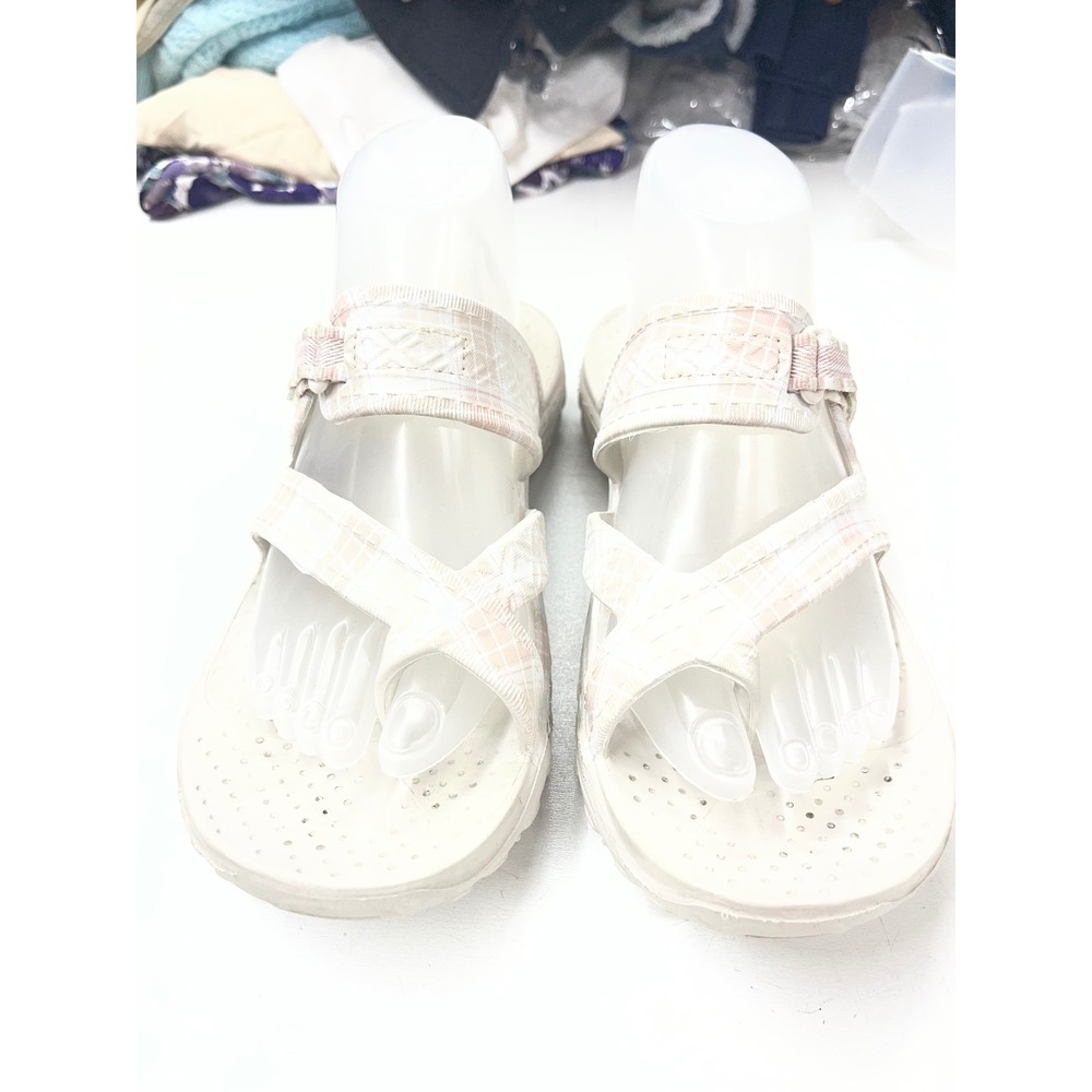 Skechers Womens Reggae Slim Pink Plaid Sport Sandals Size 9